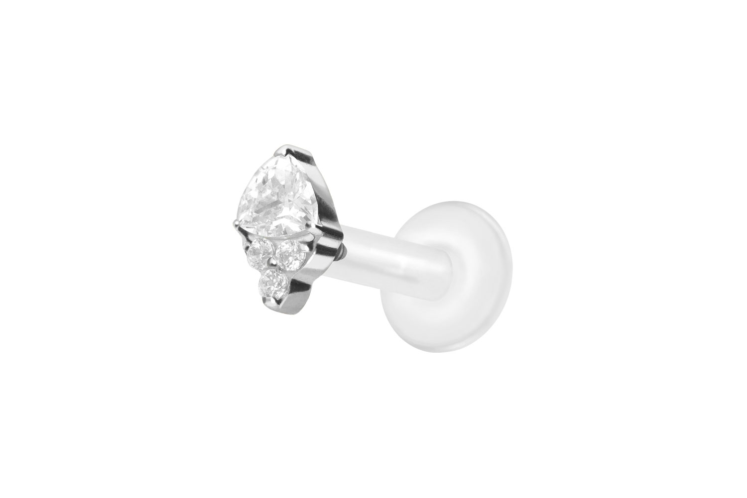 PTFE Labret Piercing mit Innengewinde + Titan-Aufsatz EINGEFASSTE KRISTALLE